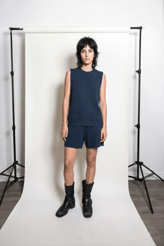 Vera Knit Vest in Denim Blue made by et Tigre