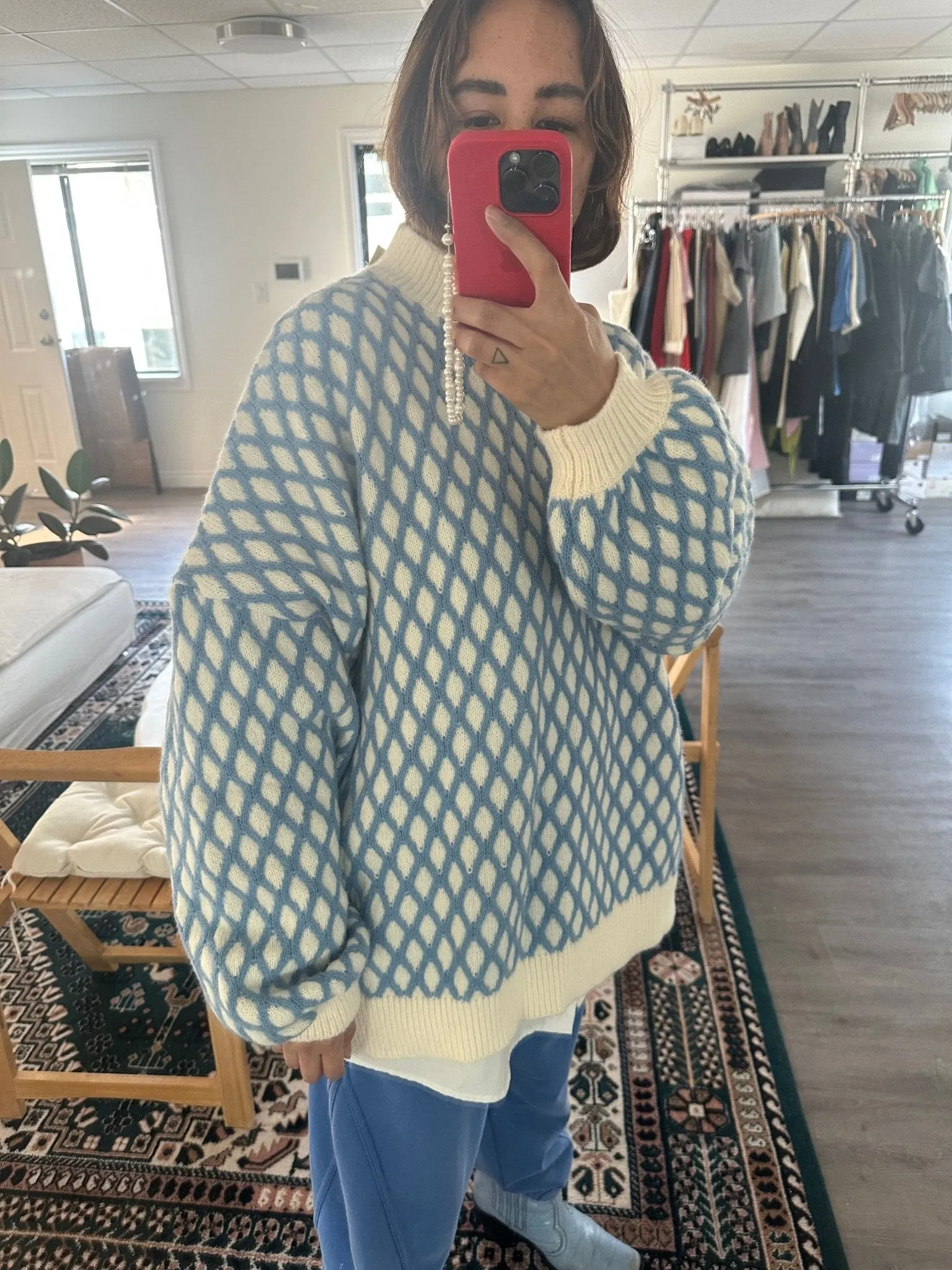 Nat Knit Sweater in White Blue sold by et Tigre product image thumbnail 2