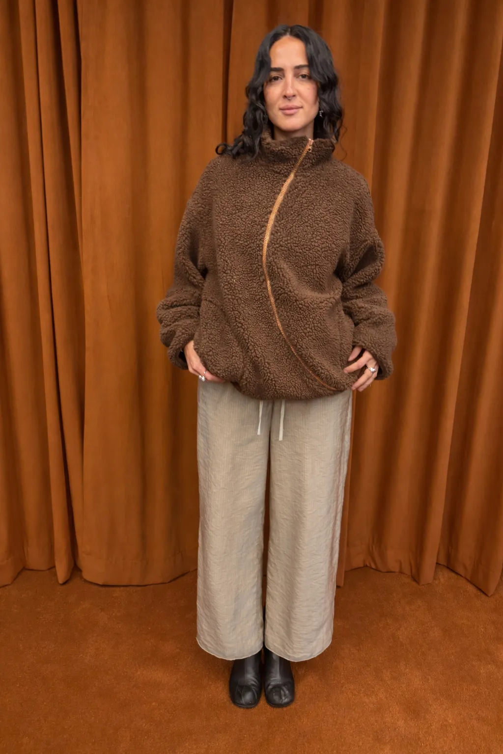 Enrio Fleece Jacket in Brown sold by et Tigre