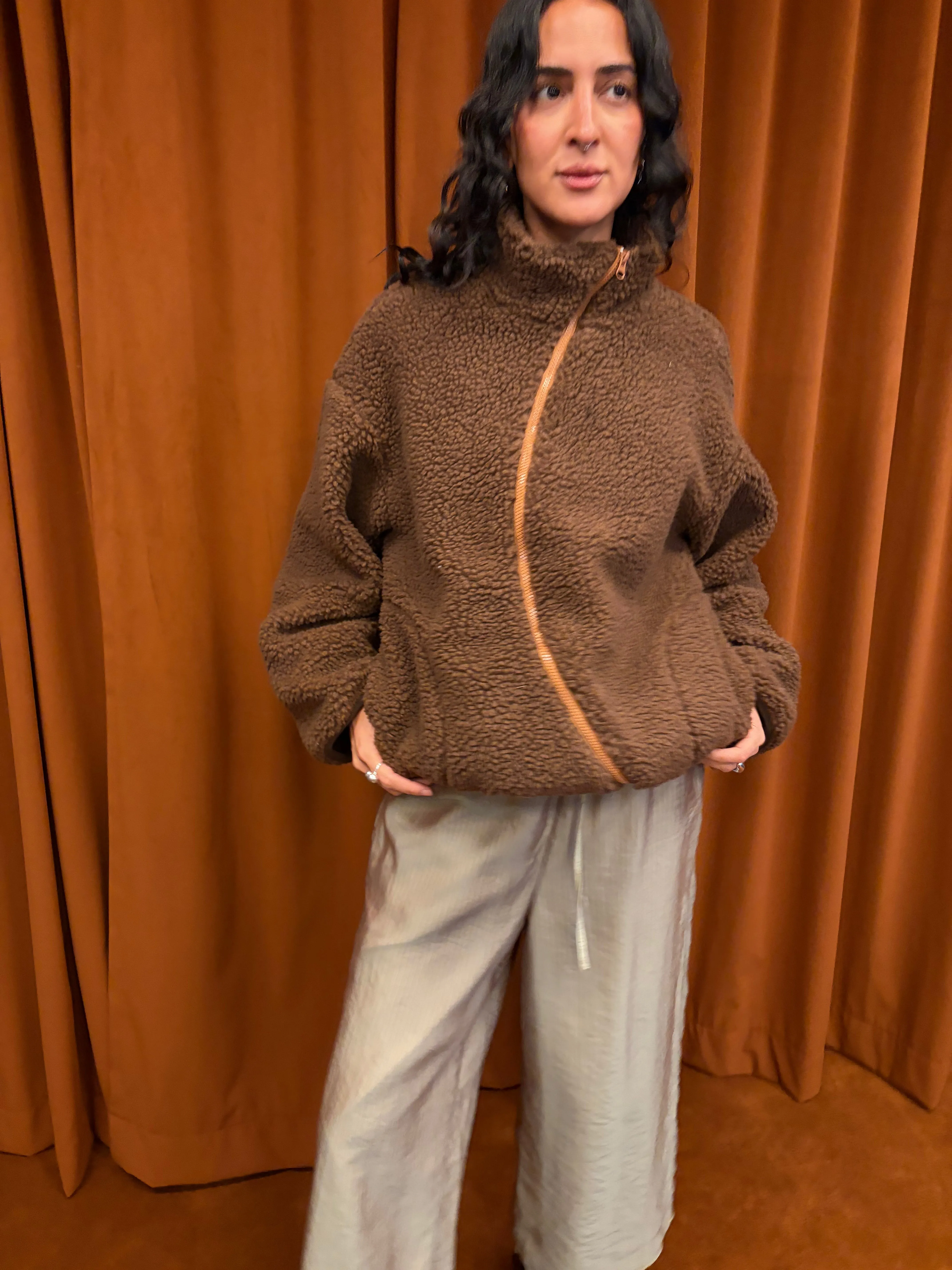 Enrio Fleece Jacket in Brown sold by et Tigre product image thumbnail 4