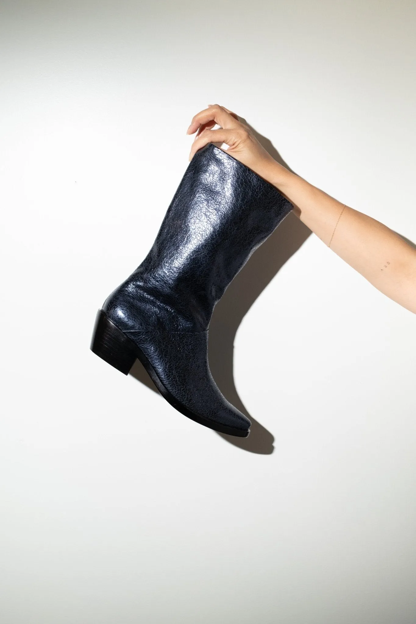 Jackie Boot in Metallic Blue sold by et Tigre