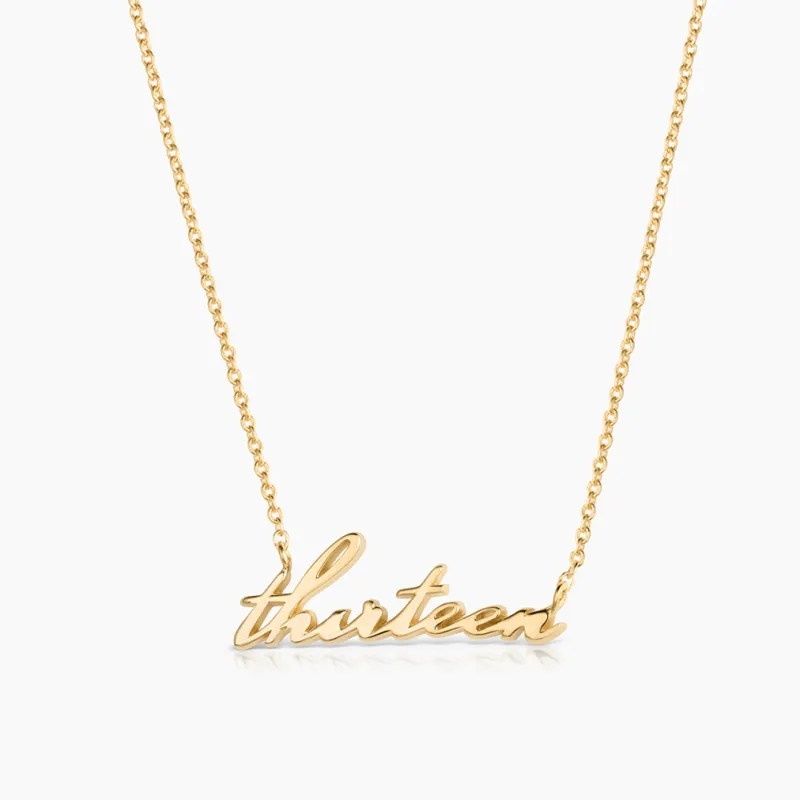 14k Fine Custom Script Necklace made by Thatch