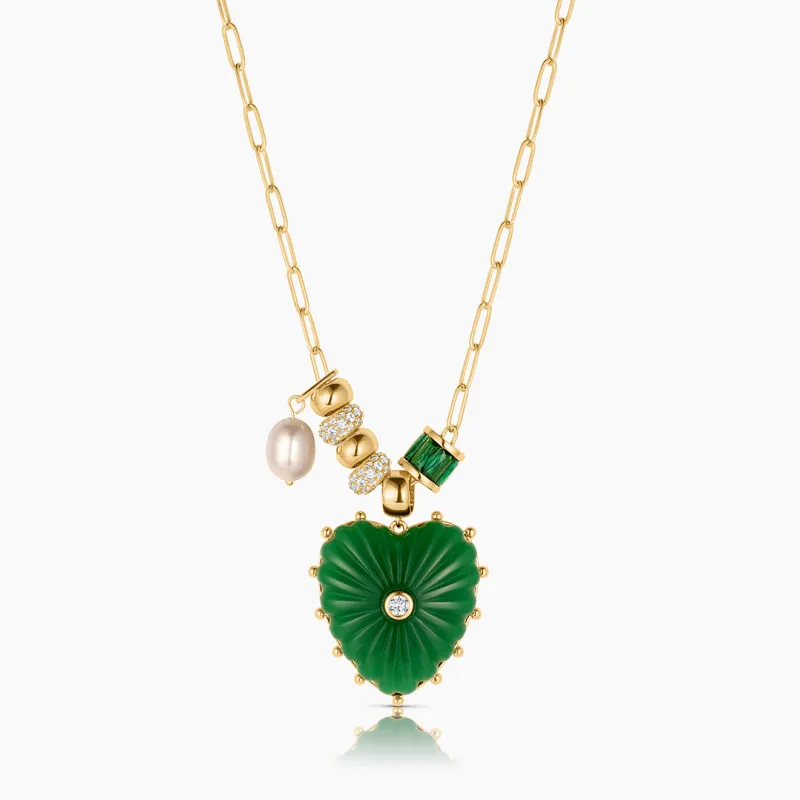 Soirée Green Jade Heart Necklace made by Thatch