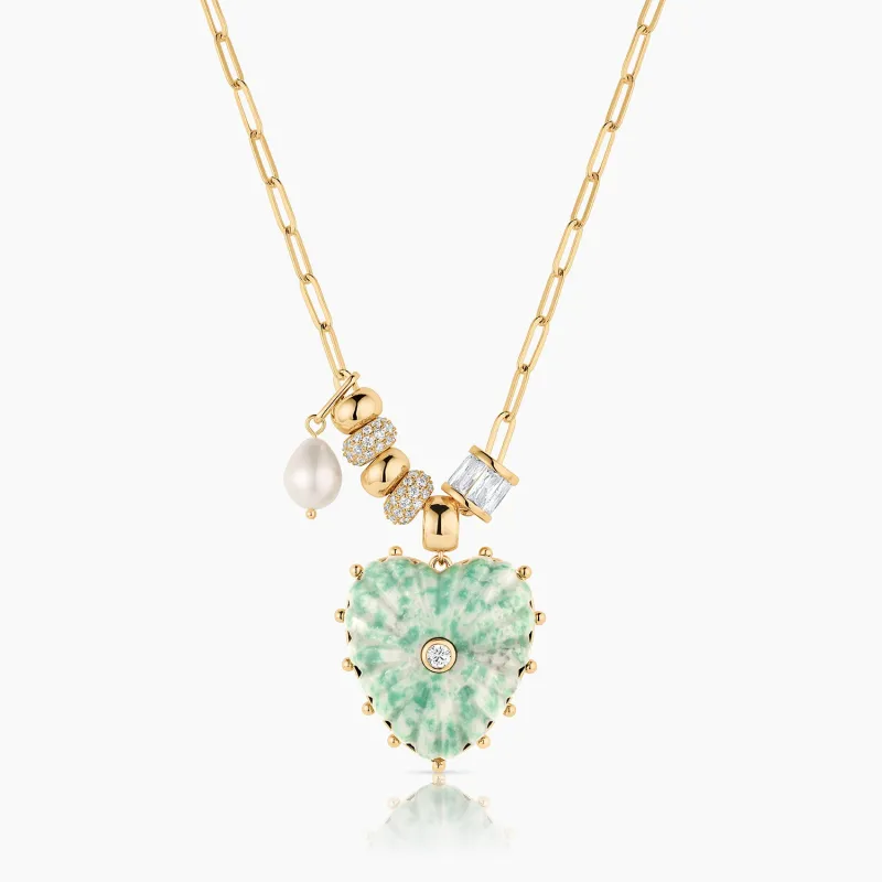 Soirée Green Dot Heart Necklace made by Thatch