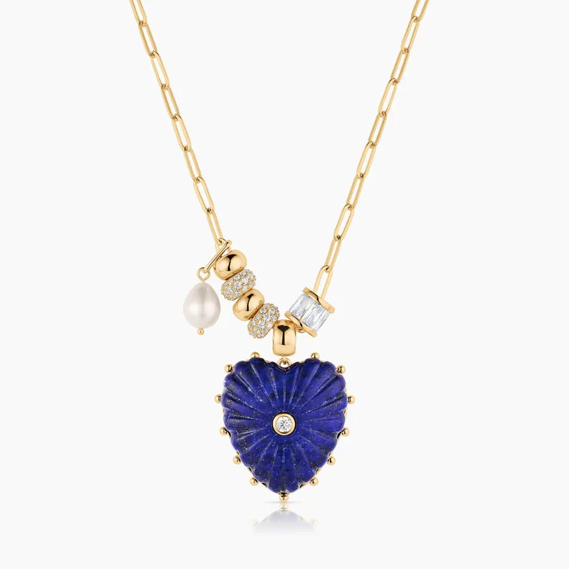 Soirée Lapis Heart Necklace made by Thatch