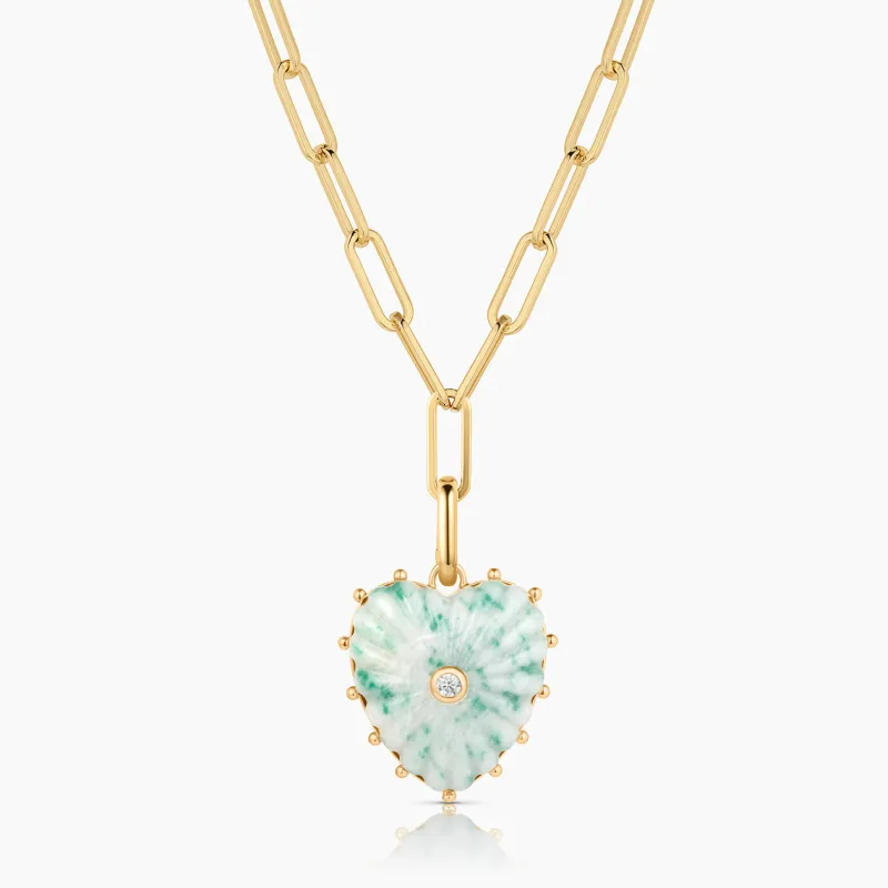 Malene Green Dot Heart Clip Necklace made by Thatch