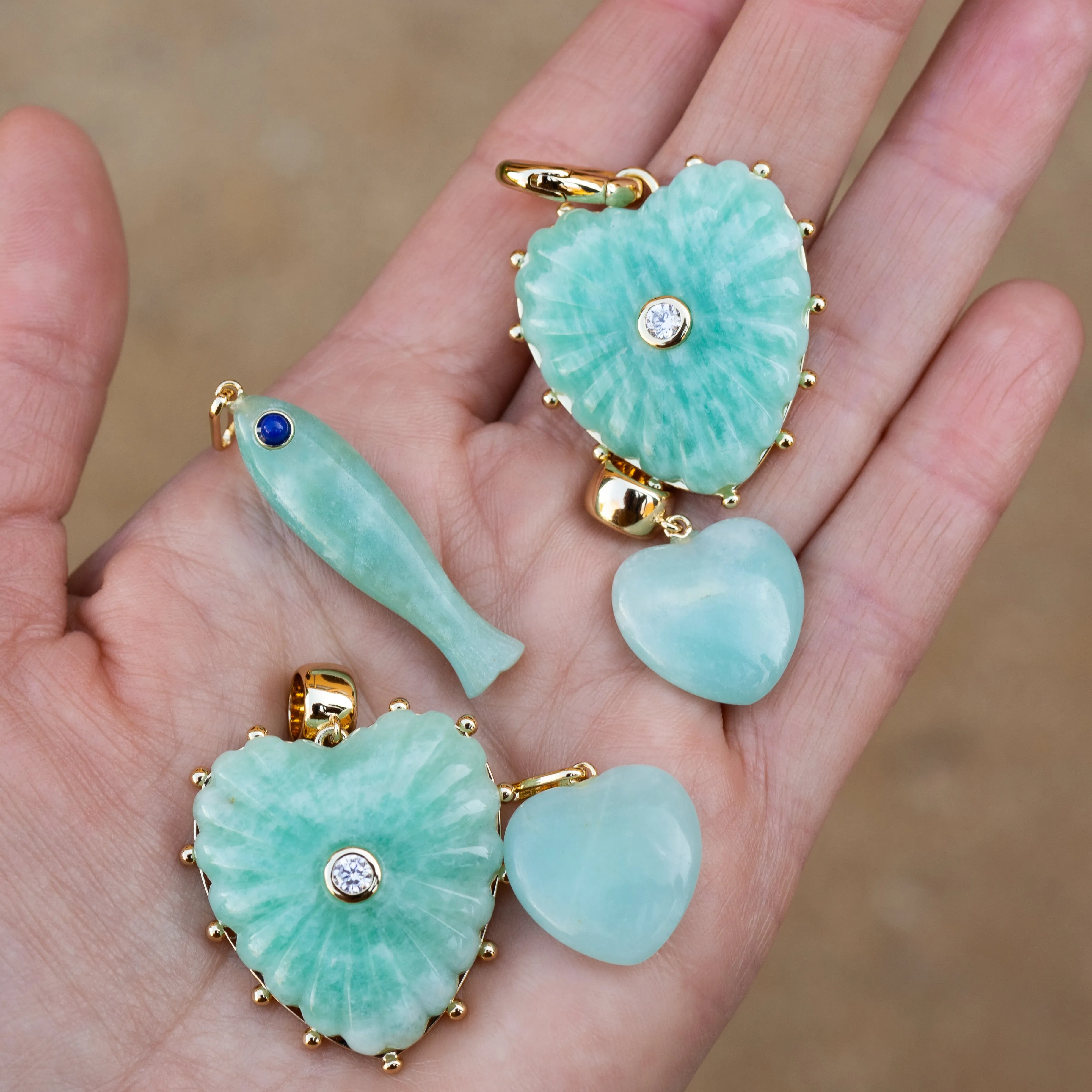 Malene Amazonite Heart Clip Necklace sold by Thatch product image thumbnail 5