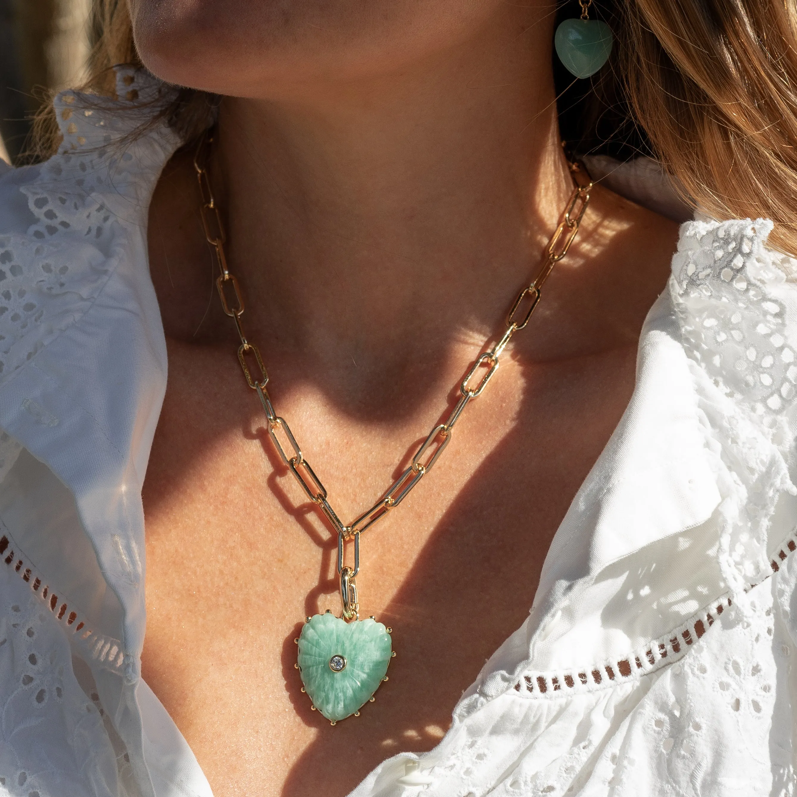Malene Amazonite Heart Clip Necklace sold by Thatch product image thumbnail 2