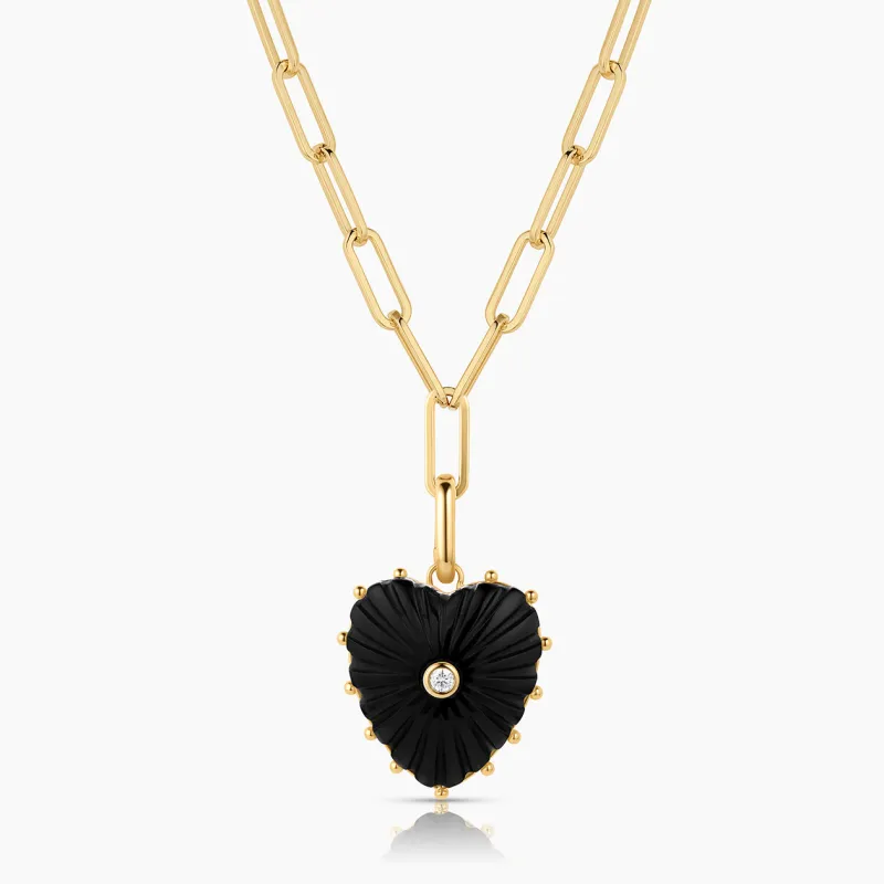 Malene Onyx Heart Clip Necklace made by Thatch