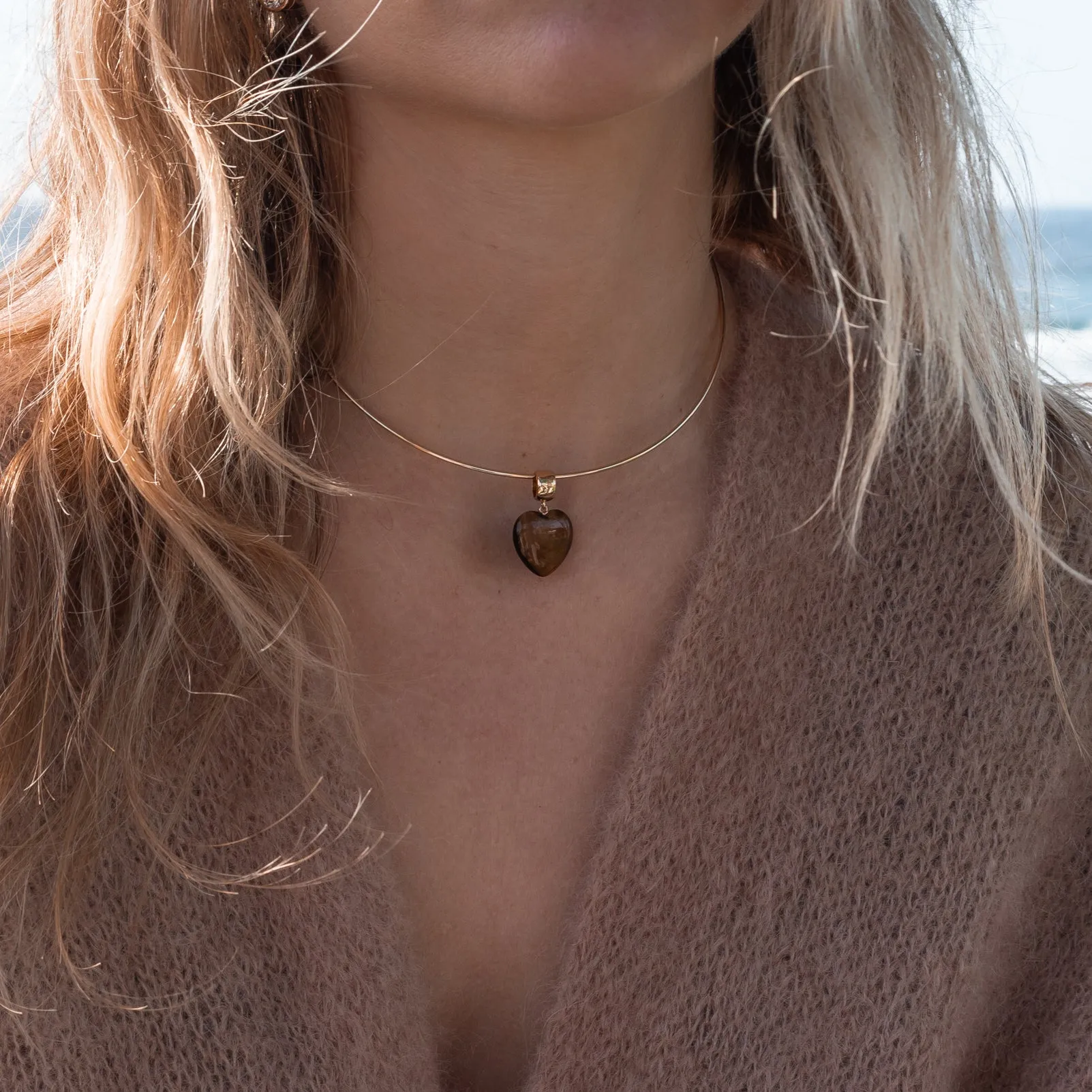 Gemma Tiger’s Eye Heart Bail sold by Thatch product image thumbnail 2