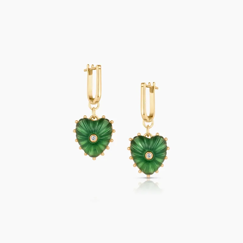 Isabel Green Jade Heart Earrings made by Thatch