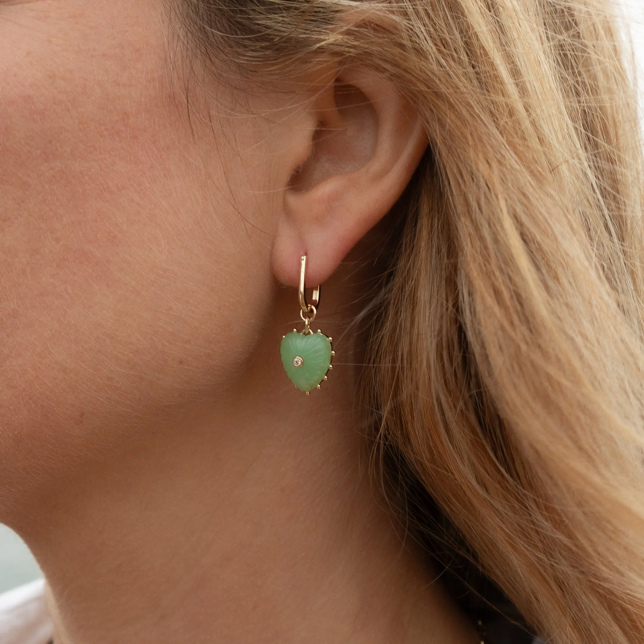 Isabel Chrysoprase Heart Earrings sold by Thatch product image thumbnail 2