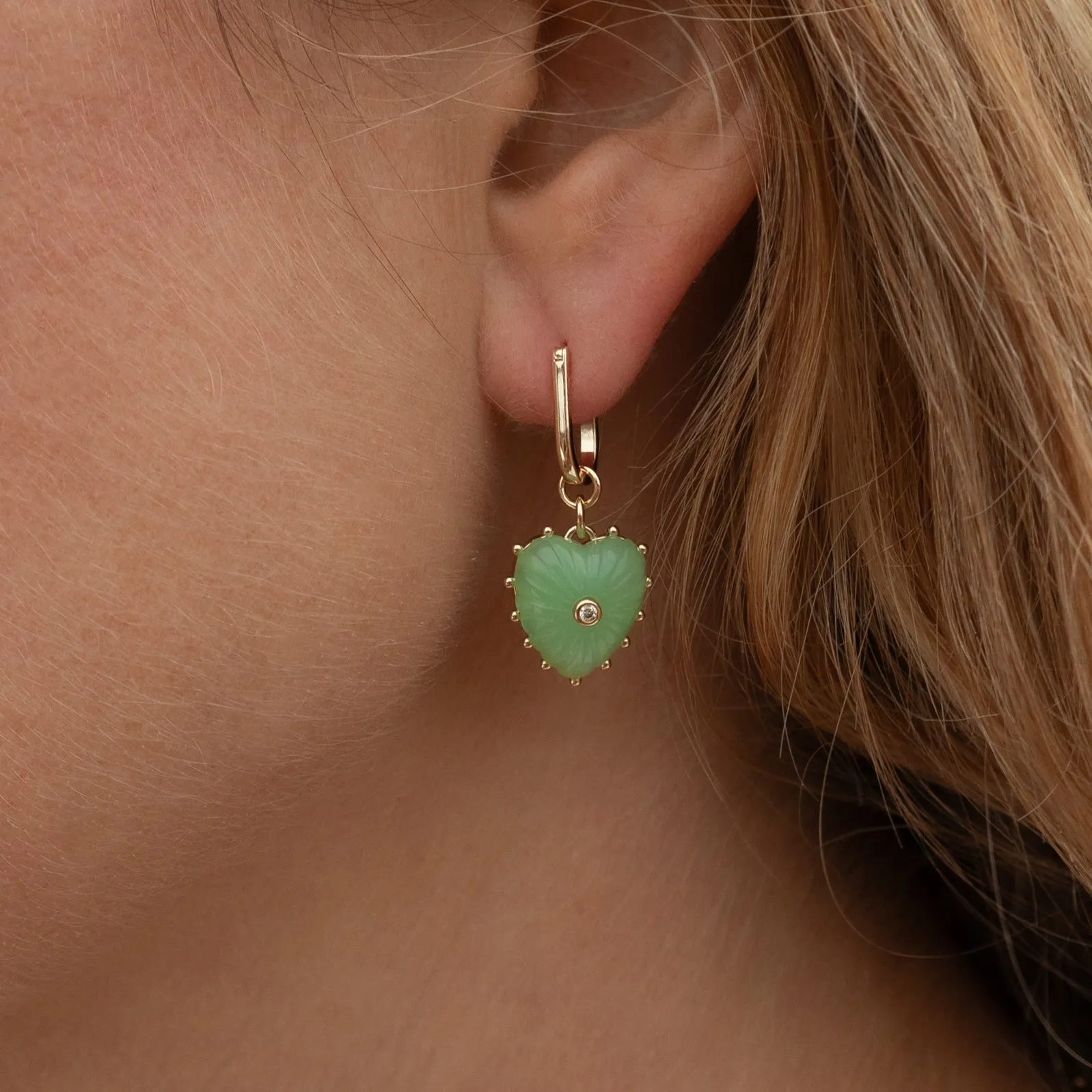 Isabel Chrysoprase Heart Earrings sold by Thatch product image thumbnail 3