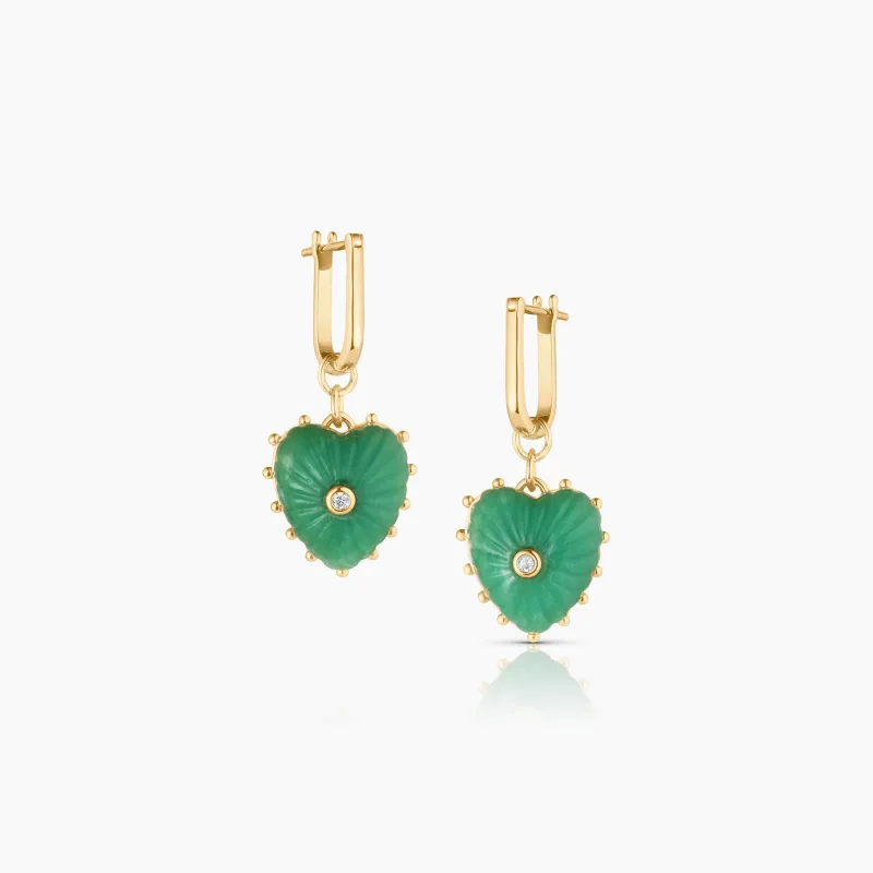 Isabel Chrysoprase Heart Earrings made by Thatch