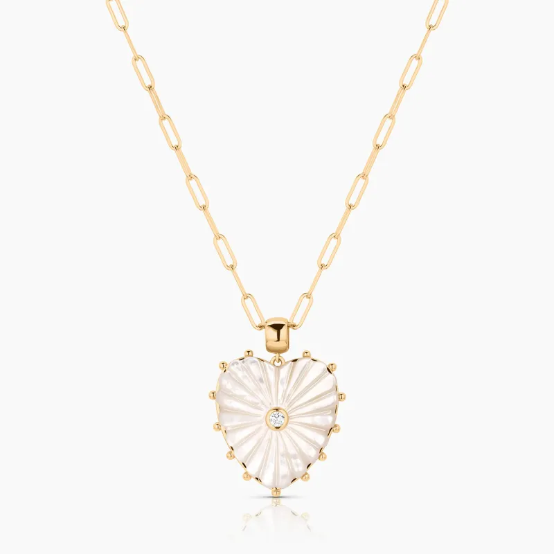 Malene Mother Of Pearl Heart Paperclip Necklace made by Thatch