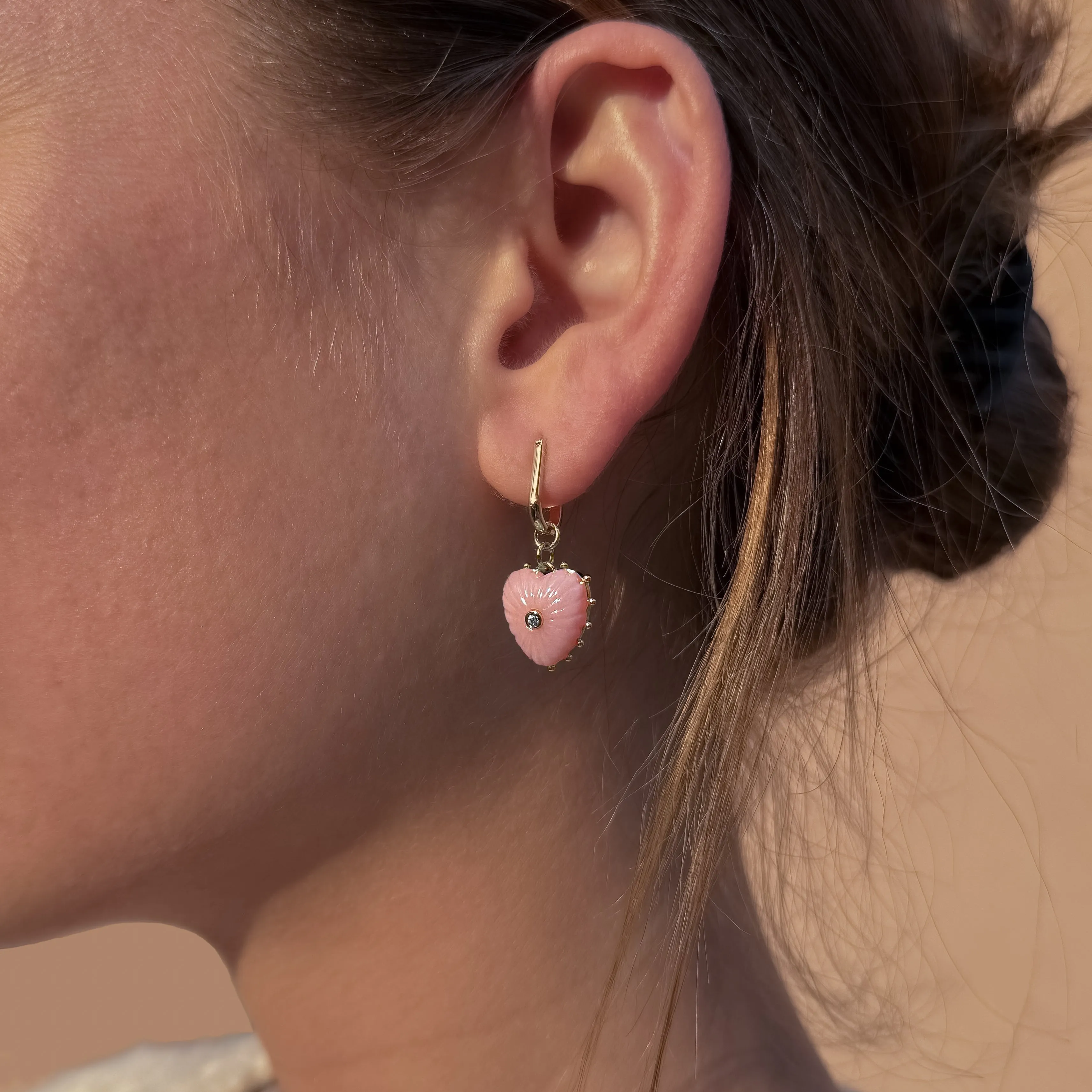 Isabel Pink Opal Heart Earrings sold by Thatch product image thumbnail 2