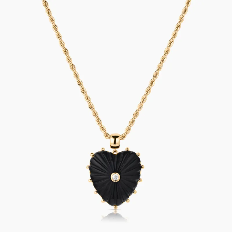 Malene Onyx Heart Rope Necklace made by Thatch