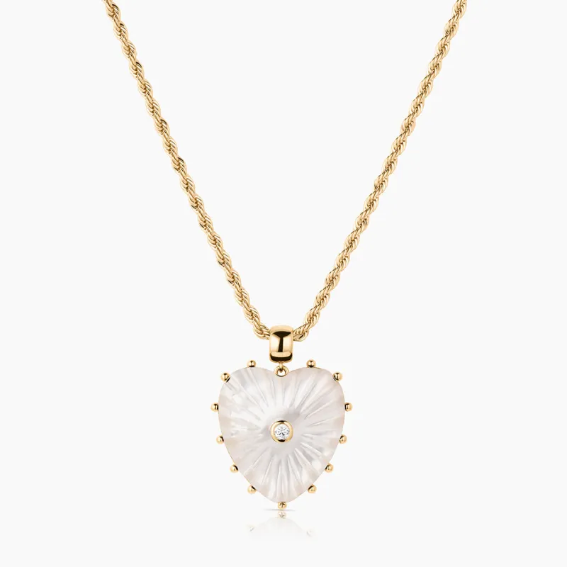 Malene Mother Of Pearl Heart Rope Necklace made by Thatch