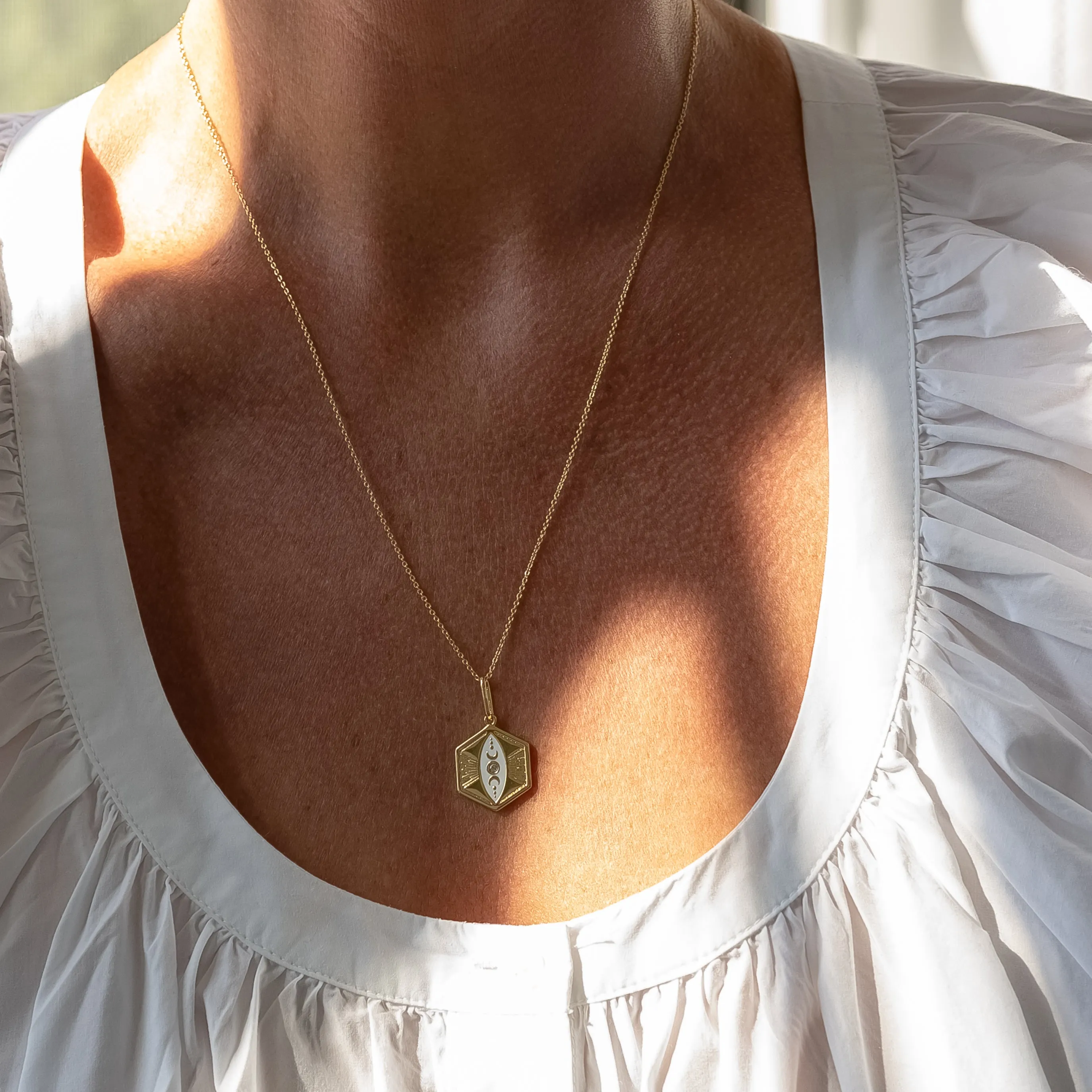 Divine Feminine White Enamel Necklace sold by Thatch product image thumbnail 3