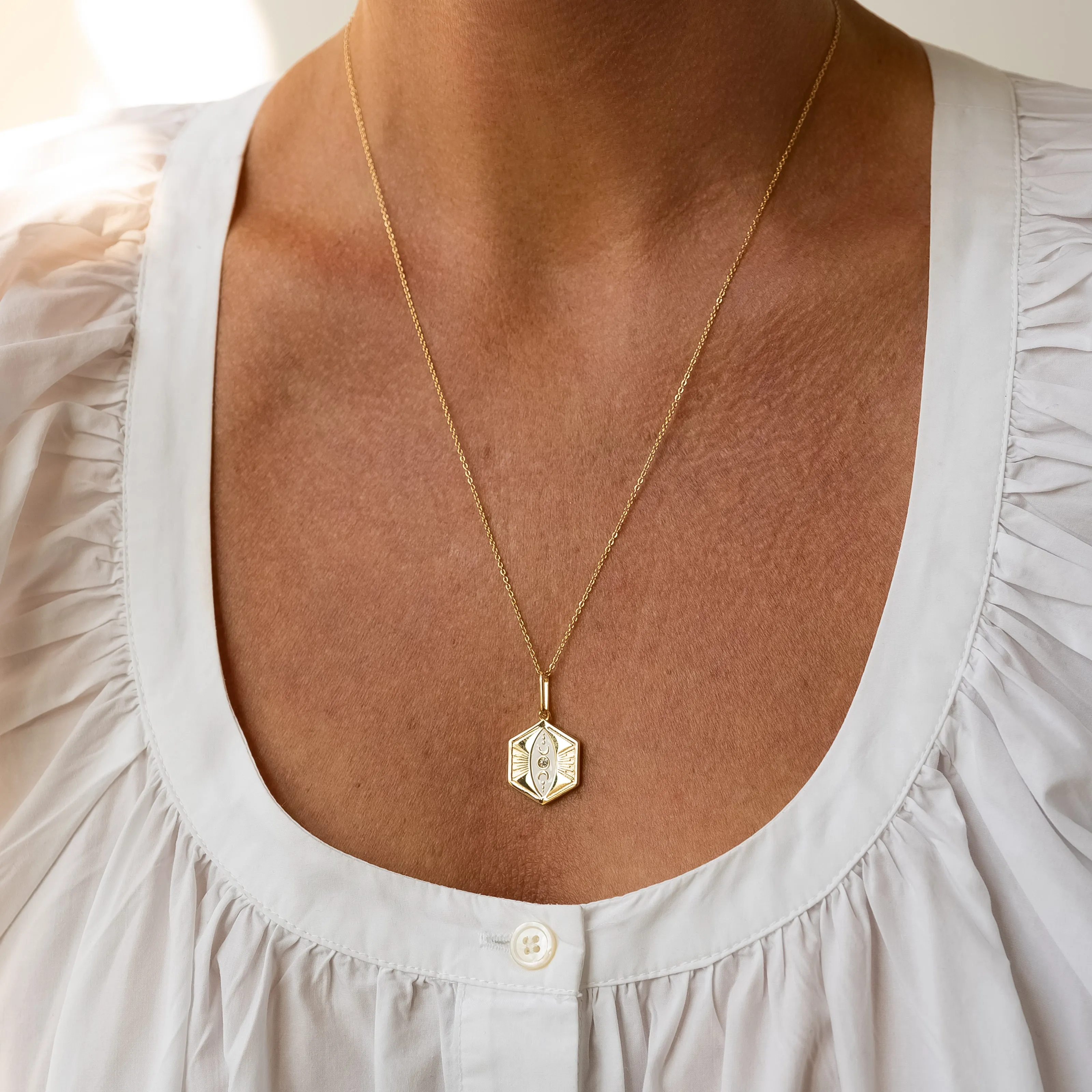 Divine Feminine White Enamel Necklace sold by Thatch product image thumbnail 2