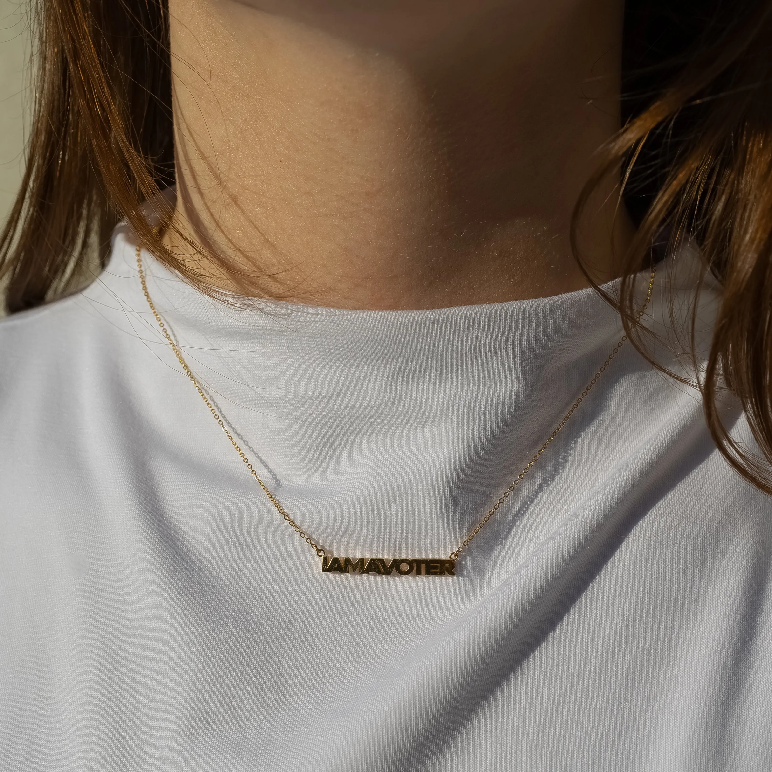 IAMAVOTER Script Necklace sold by Thatch product image thumbnail 4