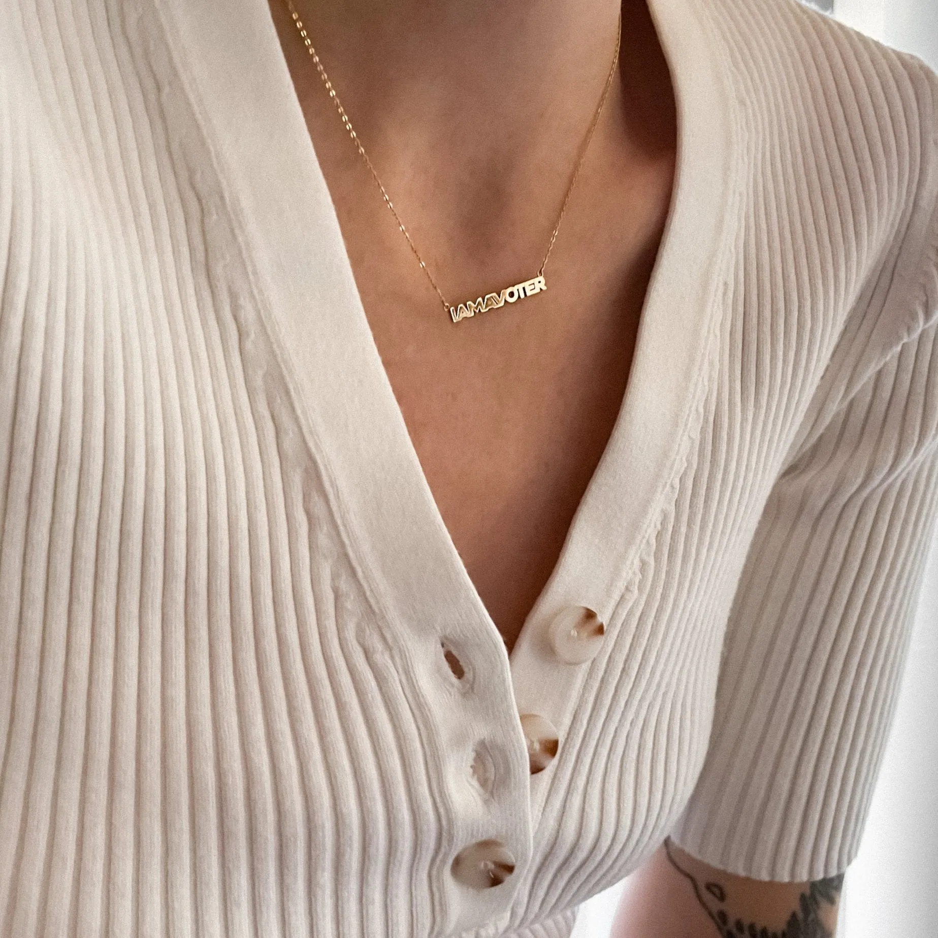 IAMAVOTER Script Necklace sold by Thatch product image thumbnail 2