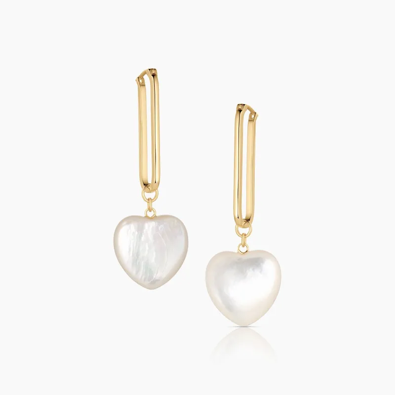 Gemma Mother Of Pearl Heart Earrings made by Thatch