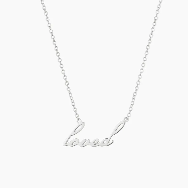Loved Silver Script Necklace made by Thatch