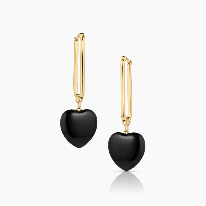 Gemma Onyx Heart Earrings made by Thatch