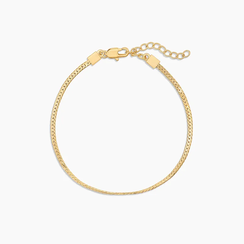 Mini Dani Silver Herringbone Anklet made by Thatch