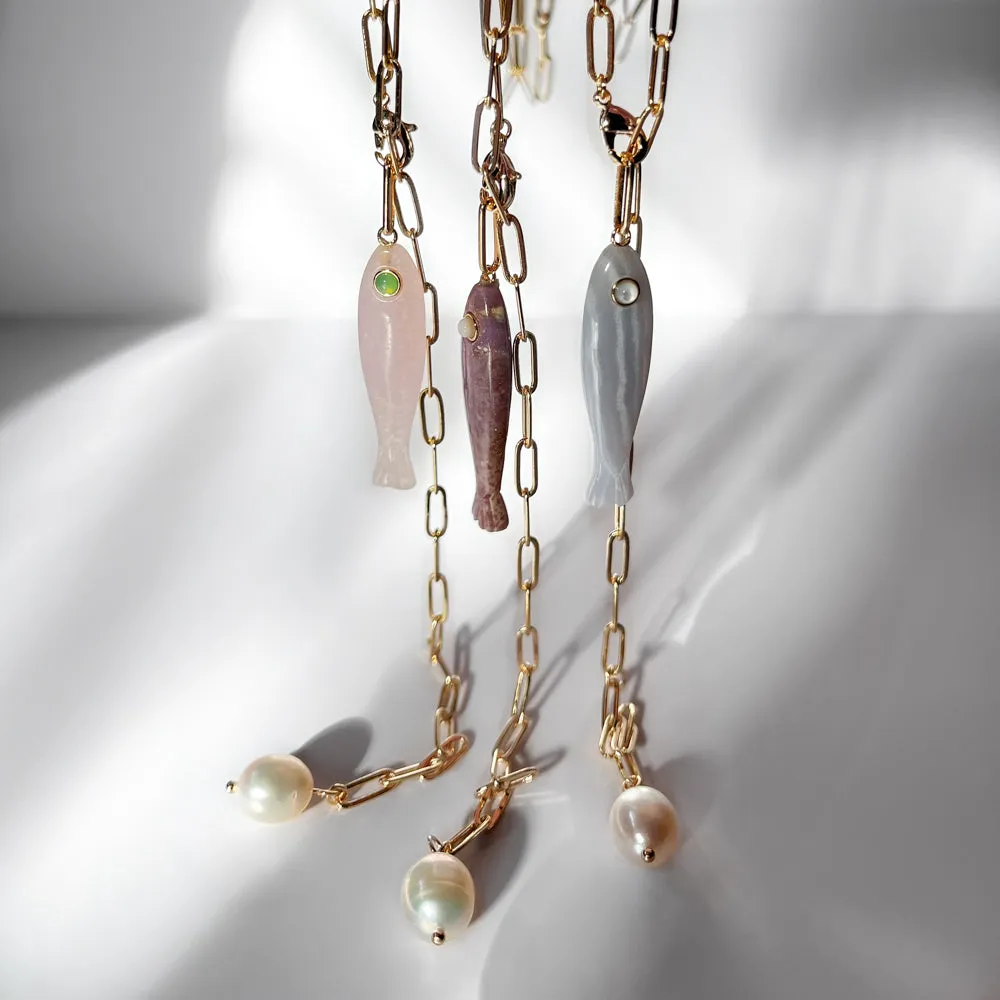 Fortuna Purple Mica Fish Lariat Necklace sold by Thatch product image thumbnail 3