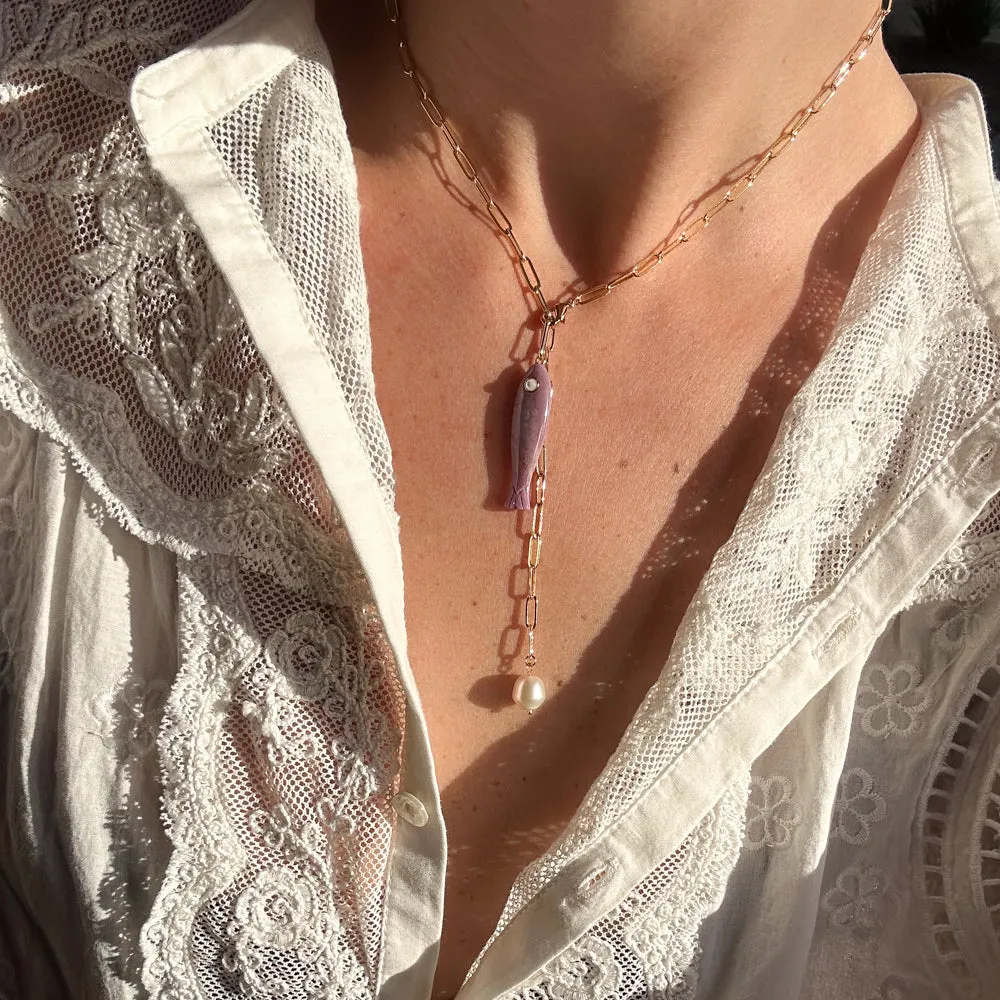 Fortuna Purple Mica Fish Lariat Necklace sold by Thatch product image thumbnail 2