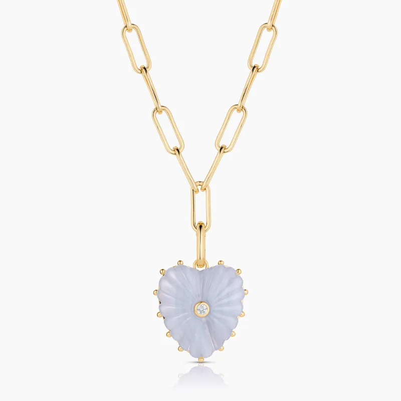 Malene Blue Lace Heart Clip Necklace made by Thatch