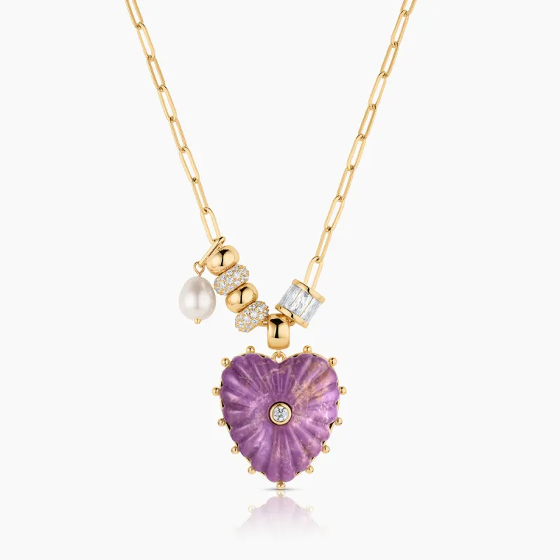Soirée Purple Mica Heart Necklace made by Thatch