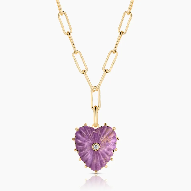 Malene Purple Mica Heart Clip Necklace made by Thatch