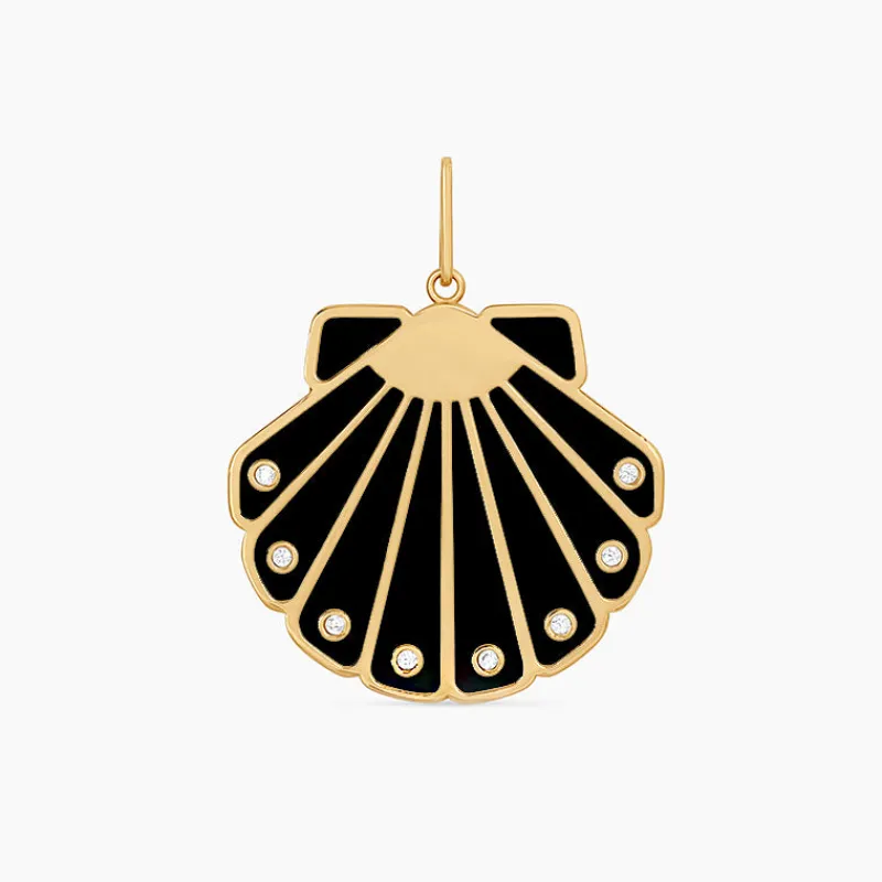 Moonshell Black Enamel Charm made by Thatch