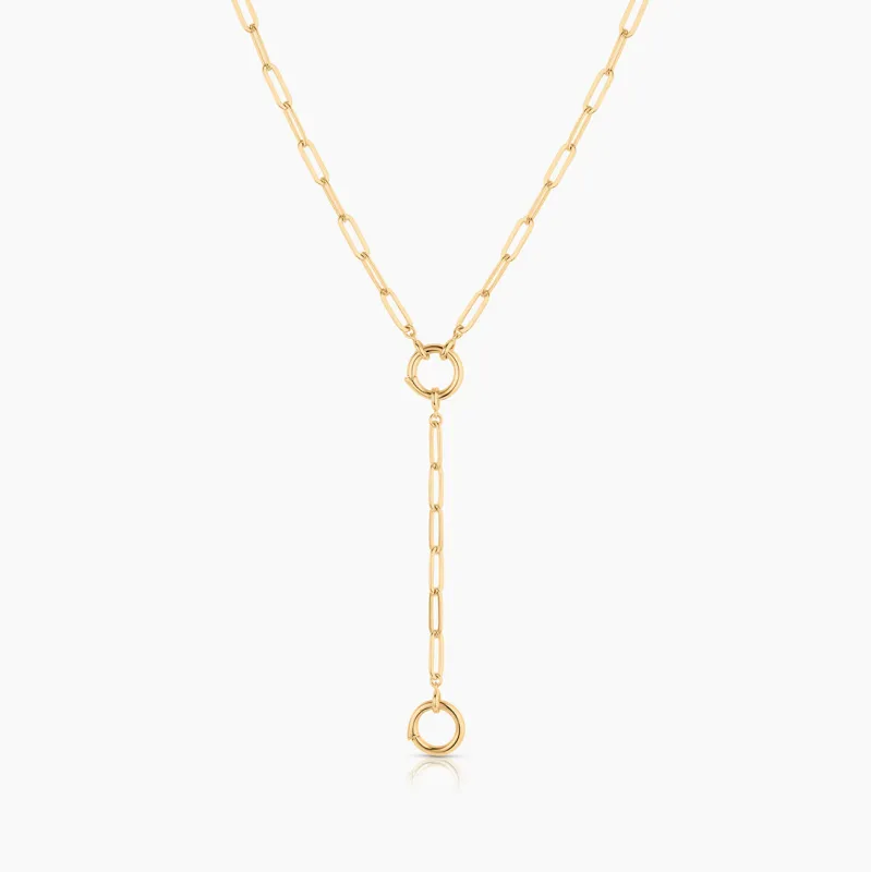 Finn Paperclip Charm Lariat Necklace made by Thatch