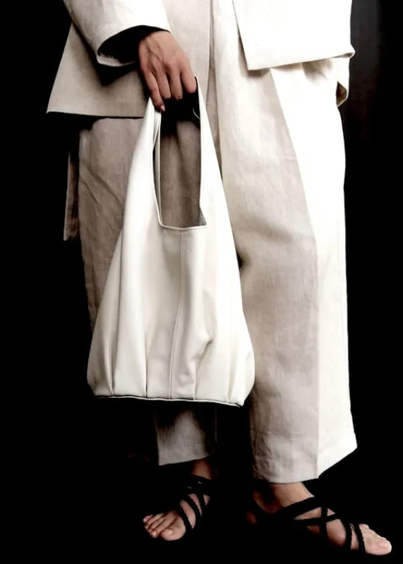 Petite Pleated Shopper | Creme made by Modern Weaving