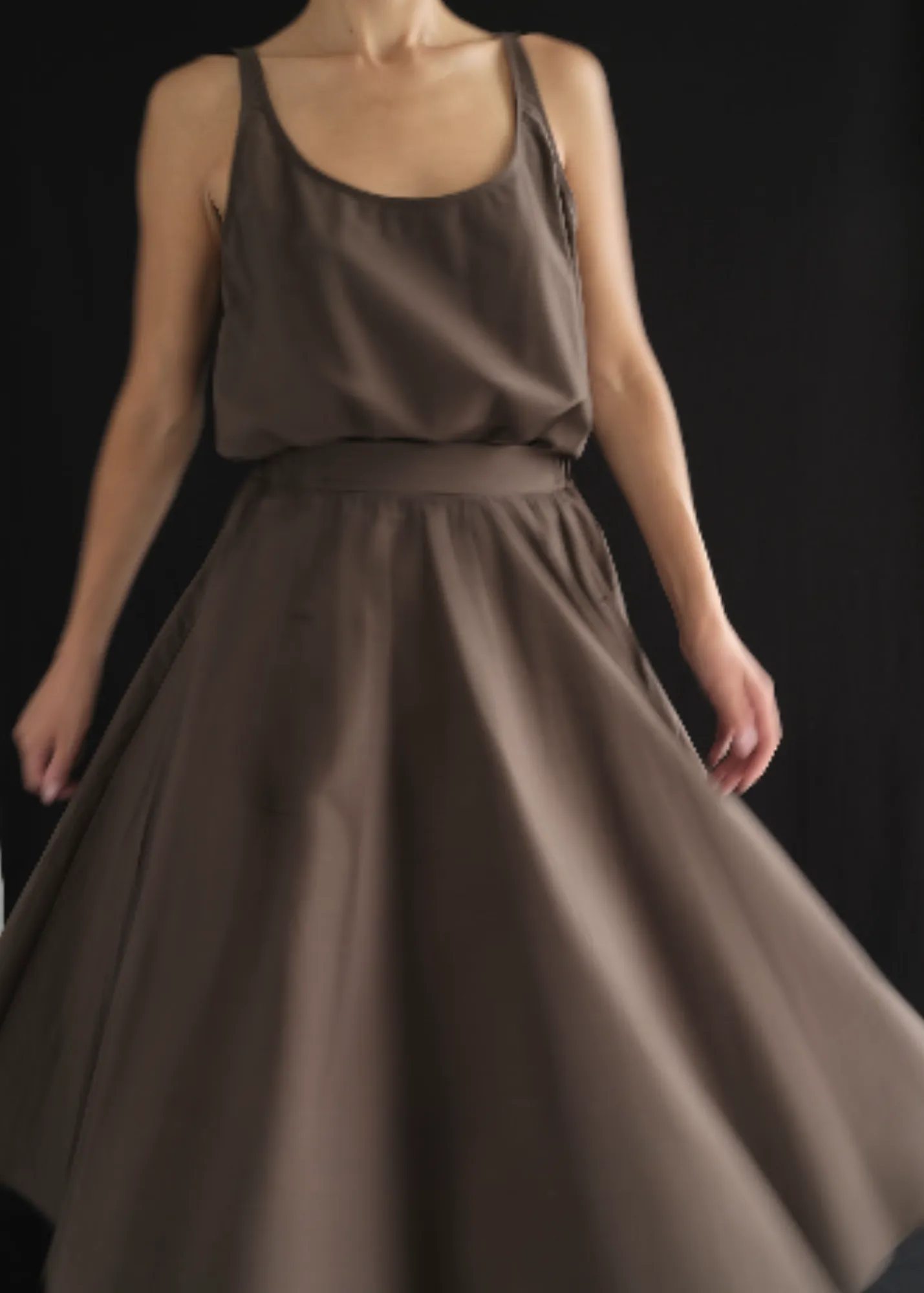 Relaxed Circle Skirt | Chocolate Parchment Poplin sold by Modern Weaving