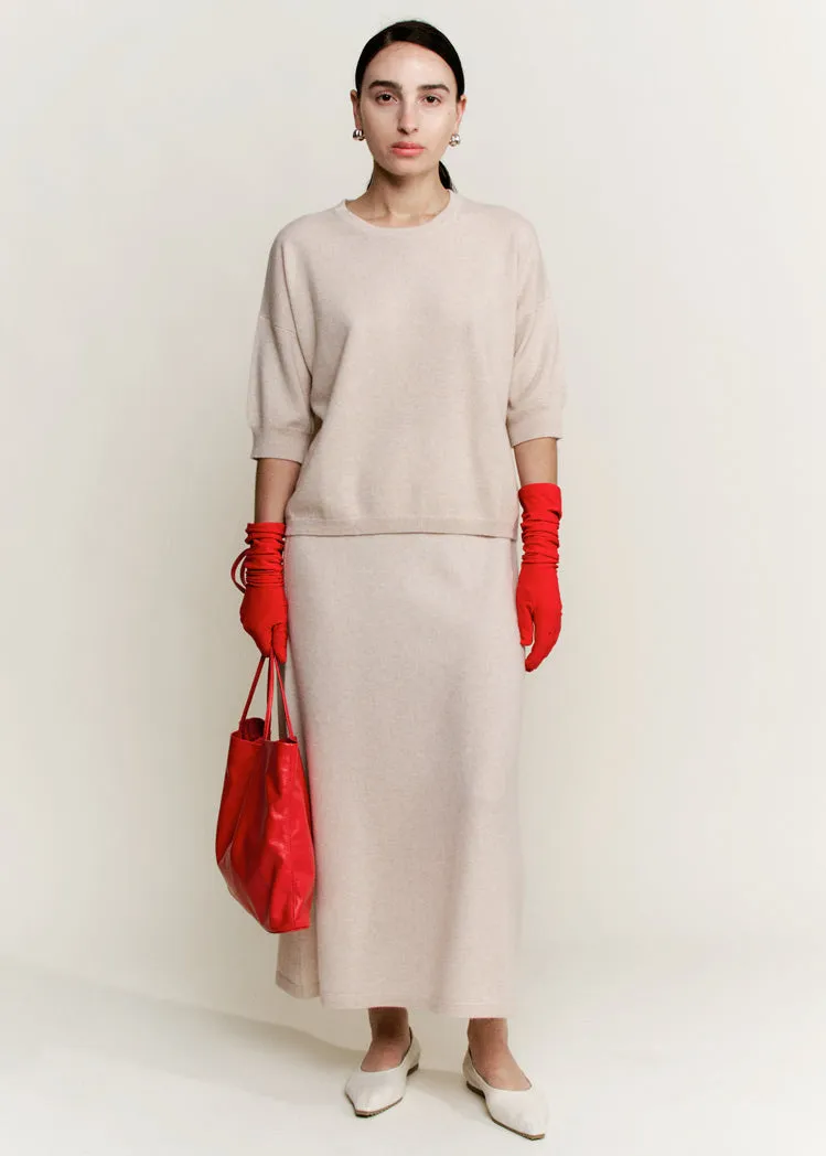 Cashmere Boyfriend Tee | Light Pink Melange Cashmere sold by Modern Weaving