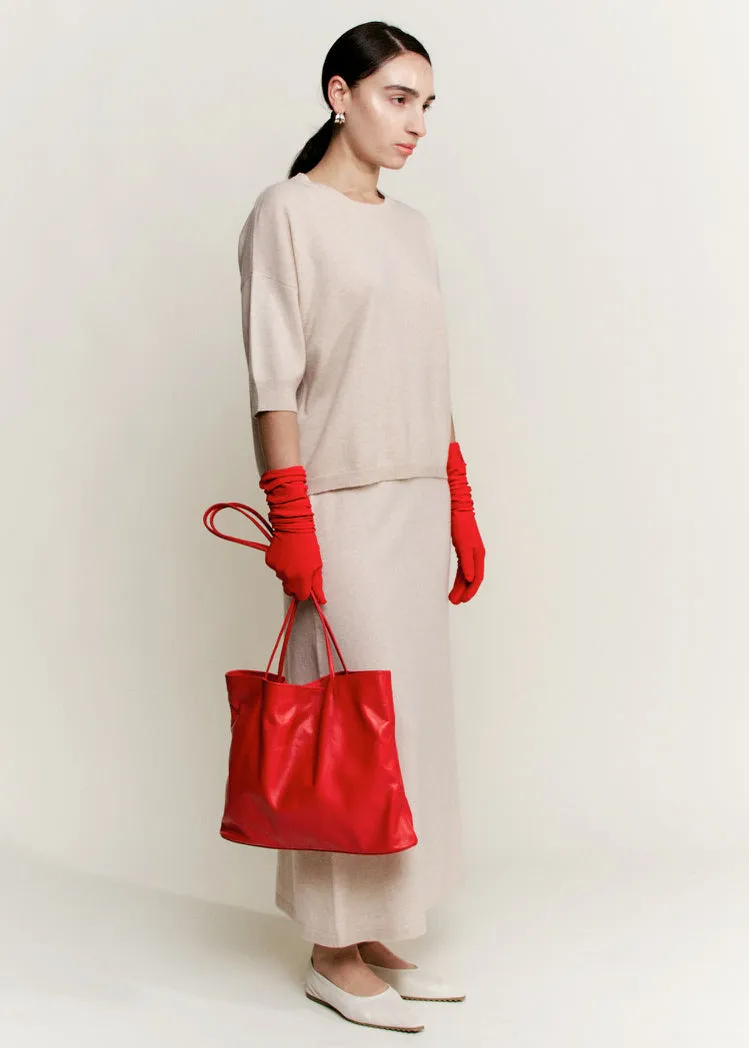 Cashmere Boyfriend Tee | Light Pink Melange Cashmere sold by Modern Weaving product image thumbnail 2