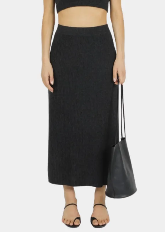 Cashmere Midi Skirt | Black Cashmere made by Modern Weaving
