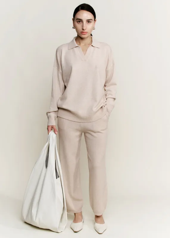 Cashmere Easy Pant | Light Pink Melange Cashmere sold by Modern Weaving