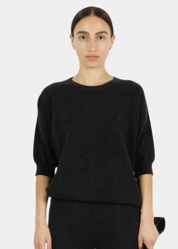 Cashmere Boyfriend Tee | Black Cashmere sold by Modern Weaving