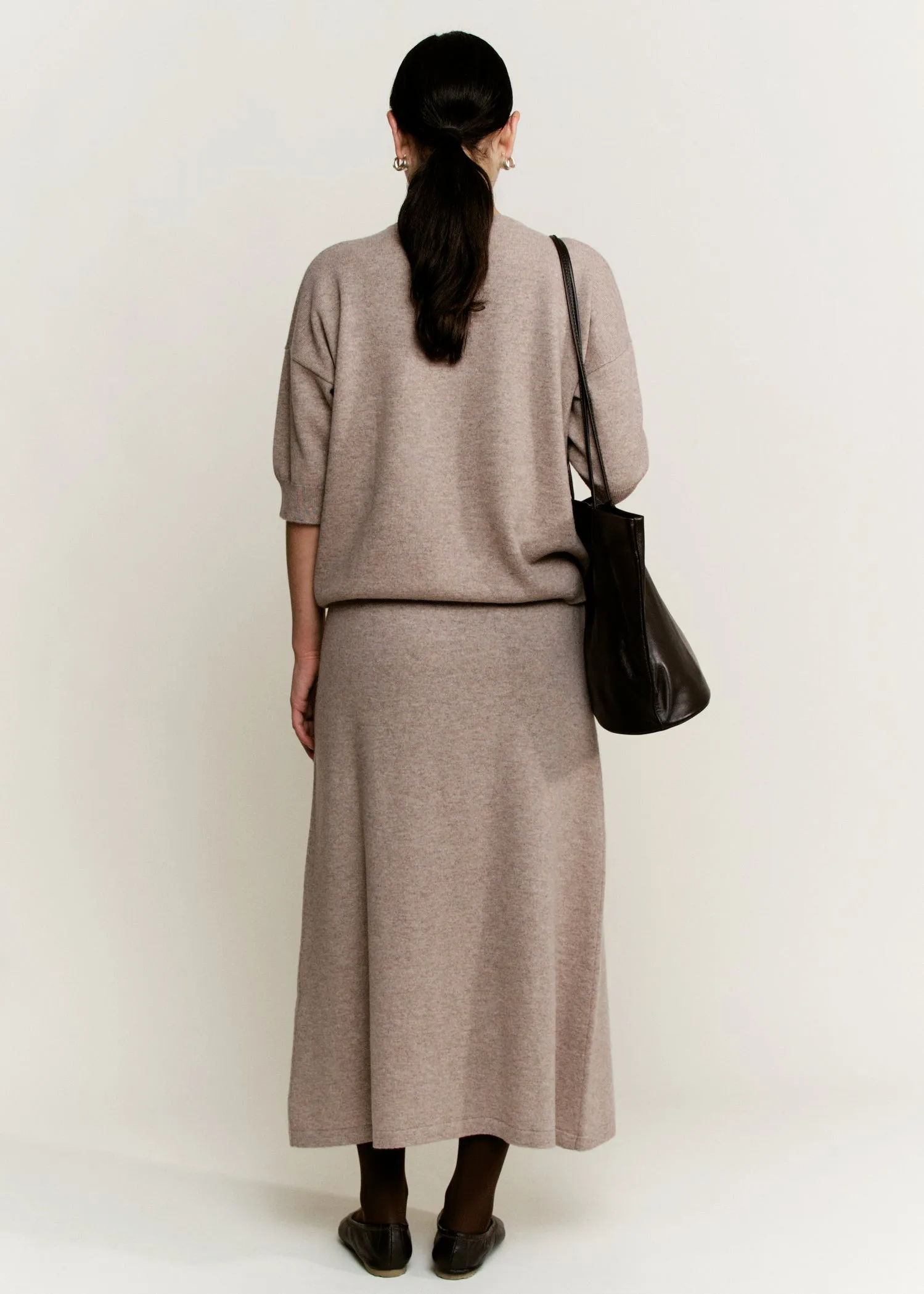 Cashmere Midi Skirt | Soft Brown Melange Cashmere sold by Modern Weaving product image thumbnail 3