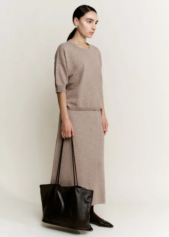 Cashmere Midi Skirt | Soft Brown Melange Cashmere made by Modern Weaving