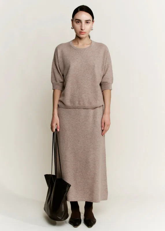 Cashmere Boyfriend Tee | Soft Brown Melange Cashmere sold by Modern Weaving