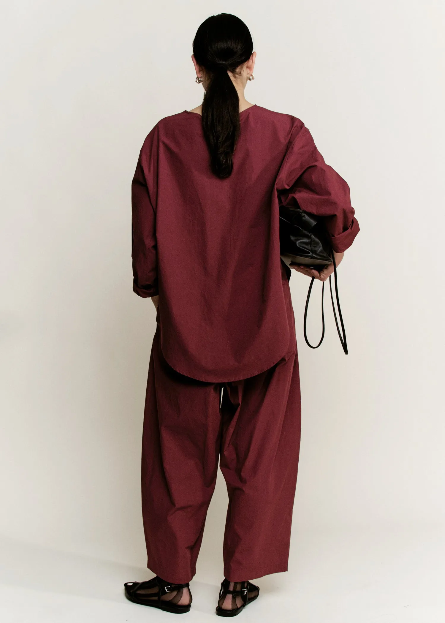 Voluminous Pleat Trouser | Merlot Parchment Poplin sold by Modern Weaving product image thumbnail 2