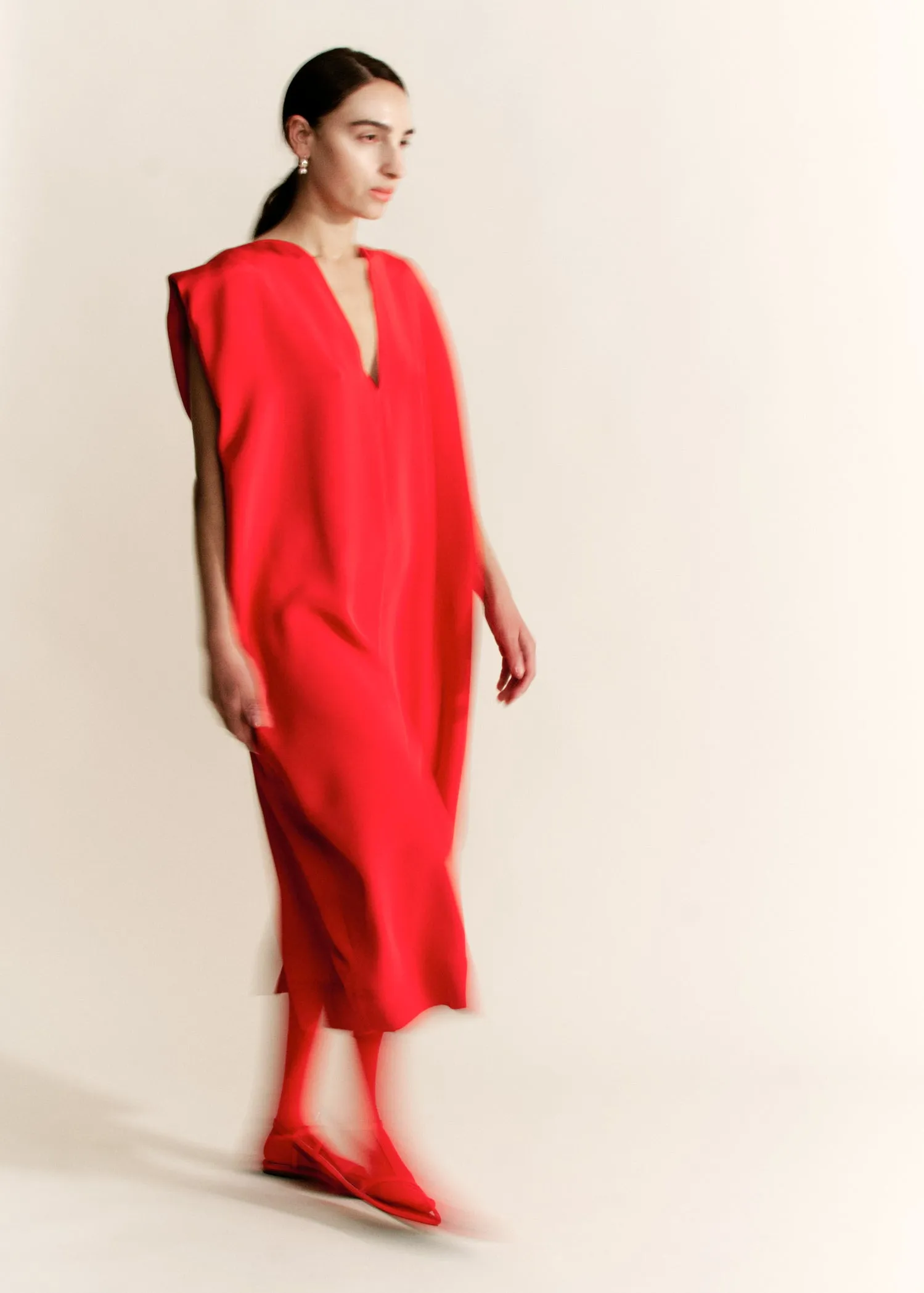 Sculpt Dress | Crimson 3 Ply Silk Crepe sold by Modern Weaving product image thumbnail 3