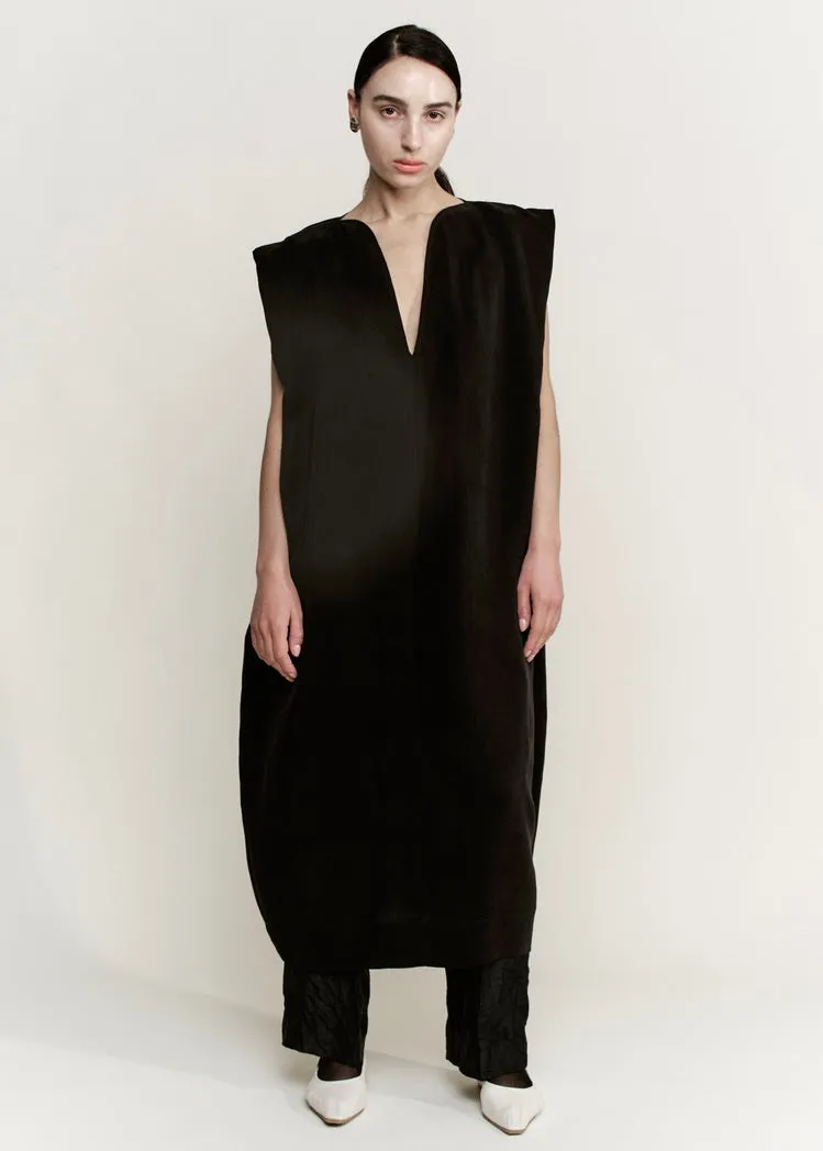 Sculpt Dress | Black Sueded Cupro sold by Modern Weaving